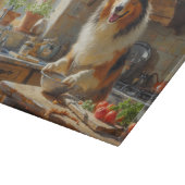 Rough Collie Cooking in Kitchen Snijplank (Hoek)