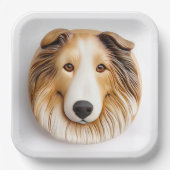 Rough Collie Dog 3D geïnspireerd Papieren Bordje (Voorkant)