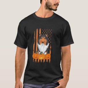 Rough Collie Dog Amerikaanse Vlag Patriottische Ha T-shirt