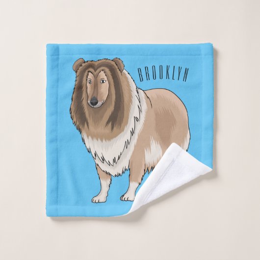 Rough collie dog cartoon illustration bad handdoek (Wasdoekje)