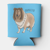 Rough collie dog cartoon illustration blikjeskoeler (Voorkant)