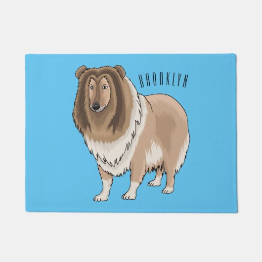 Rough collie dog cartoon illustration deurmat (Voorkant)