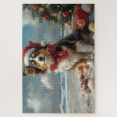Rough Collie Dog Christmas  Beach Legpuzzel (Verticaal)