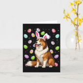 Rough Collie Dog Easter Egg Hunt Bunny Ear Easter Kaart (Gele Bloem)