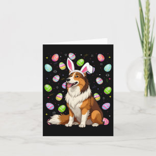 Rough Collie Dog Easter Egg Hunt Bunny Ear Easter Kaart