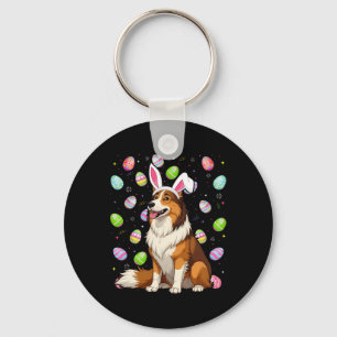 Rough Collie Dog Easter Egg Hunt Bunny Ear Easter Sleutelhanger