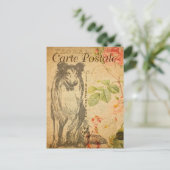  Rough Collie Dog Floral Flowers French Briefkaart (Staand voorkant)