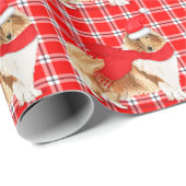 Rough Collie Dog Funny Holiday Pset Kerstmis Cadeaupapier (Rol Hoek)