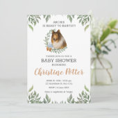 Rough Collie Dog Greenery Boho Baby shower Kaart (Staand voorkant)