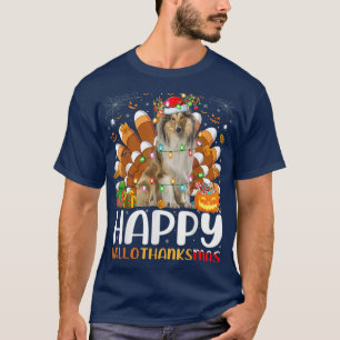 Rough Collie Dog Halloween KerstHappy Haloth T-shirt