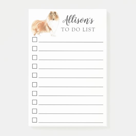 Rough Collie Dog Personalizeerde om Lijst te doen Post-it® Notes (Voorkant)
