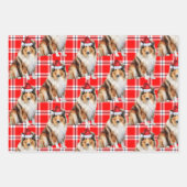 Rough Collie Dog Red Plaid Kerstmis Inpakpapier Vel (Voorkant 2)