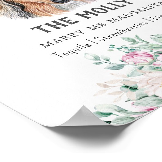 Rough Collie Dog Signature Drink Teken Poster (Hoek)