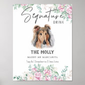 Rough Collie Dog Signature Drink Teken Poster (Voorkant)
