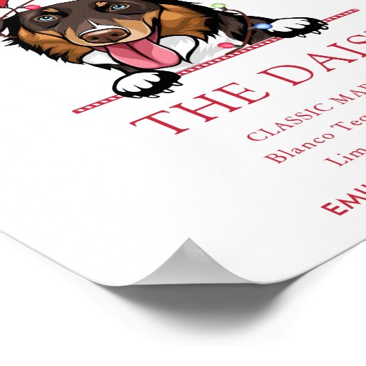 Rough Collie Dog Trouwhandtekening Drink Teken Poster (Hoek)