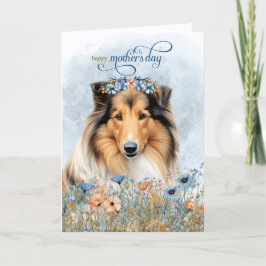 Rough Collie Dog Wildflowers Mother's Day Feestdagen Kaart