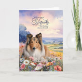 Rough Collie Dog with Wildflowers Pet Sympathy Kaart (Voorkant)