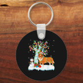 Rough Collie Dog Xmas Tree Lighting Rough Collie C Sleutelhanger (Voorkant)