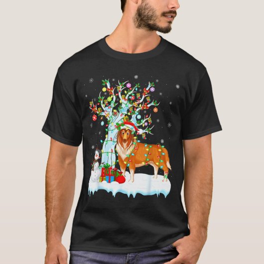 Rough Collie Dog Xmas Tree Lighting Rough Collie C T-shirt (Voorkant)