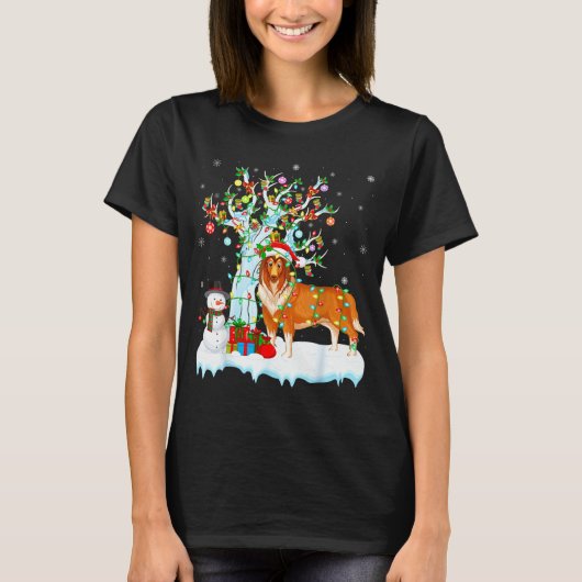 Rough Collie Dog Xmas Tree Lighting Rough Collie C T-shirt (Voorkant)