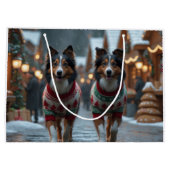 Rough Collie Dogs Christmas Snow Holiday Groot Cadeauzakje (Achterkant)