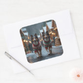 Rough Collie Dogs Christmas Snow Holiday Vierkante Sticker (Envelop)