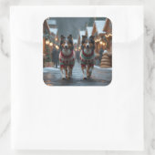 Rough Collie Dogs Christmas Snow Holiday Vierkante Sticker (Tas)