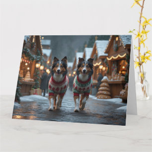 Rough Collie Dogs Kerst Sneeuw Vakantie Kaart