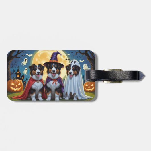 Rough Collie Dogs Pumpkin Halloween Grappig Bagagelabel (Achterkant horizontaal)