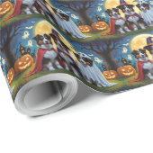 Rough Collie Dogs Pumpkin Halloween Grappig Cadeaupapier (Rol Hoek)