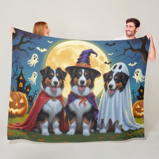 Rough Collie Dogs Pumpkin Halloween Grappig Fleece Deken (In situ)