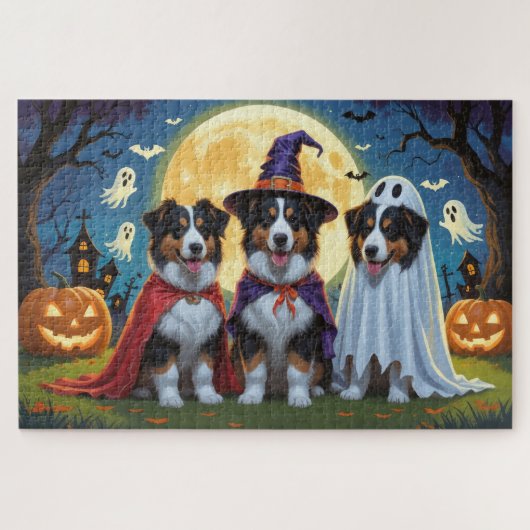 Rough Collie Dogs Pumpkin Halloween Grappig Legpuzzel (Horizontaal)