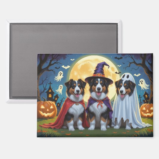 Rough Collie Dogs Pumpkin Halloween Grappig Magneet (Voorkant / Achterkant)