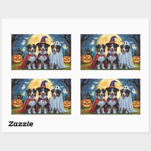 Rough Collie Dogs Pumpkin Halloween Grappig Rechthoekige Sticker (Vel)