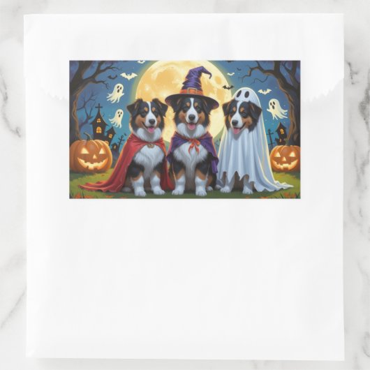 Rough Collie Dogs Pumpkin Halloween Grappig Rechthoekige Sticker (Tas)