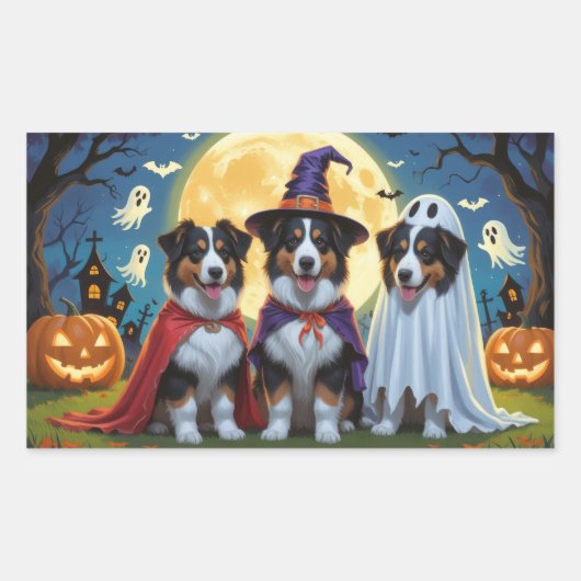 Rough Collie Dogs Pumpkin Halloween Grappig Rechthoekige Sticker (Voorkant)