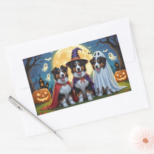 Rough Collie Dogs Pumpkin Halloween Grappig Rechthoekige Sticker (Envelop)