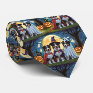 Rough Collie Dogs Pumpkin Halloween Grappig Stropdas