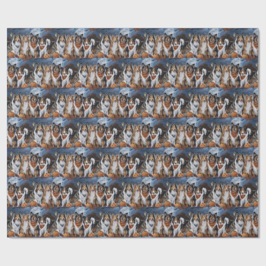 Rough Collie Halloween Spooky Cadeaupapier (Vlak)
