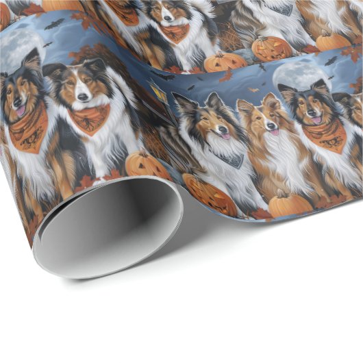 Rough Collie Halloween Spooky Cadeaupapier (Rol Hoek)