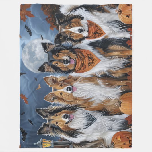 Rough Collie Halloween Spooky Fleece Deken (Voorkant)