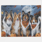 Rough Collie Halloween Spooky Fleece Deken (Voorkant (Horizontaal))