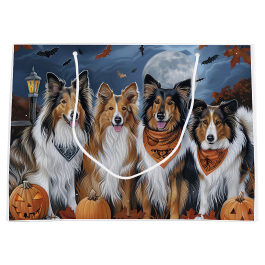 Rough Collie Halloween Spooky Groot Cadeauzakje (Voorkant)