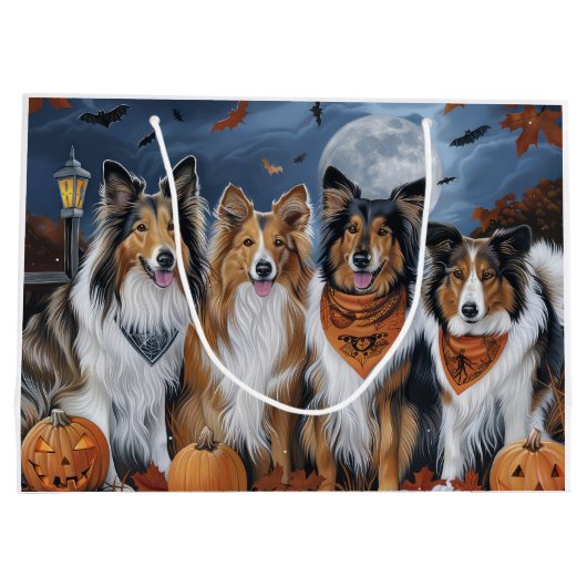 Rough Collie Halloween Spooky Groot Cadeauzakje (Achterkant)