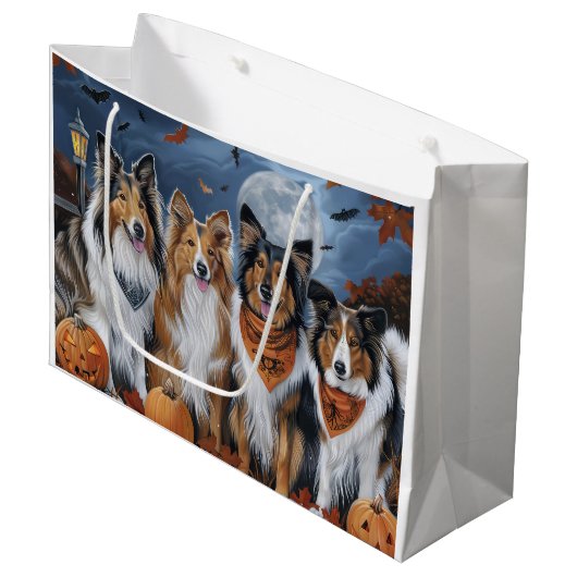 Rough Collie Halloween Spooky Groot Cadeauzakje (Voorkant Gekanteld)