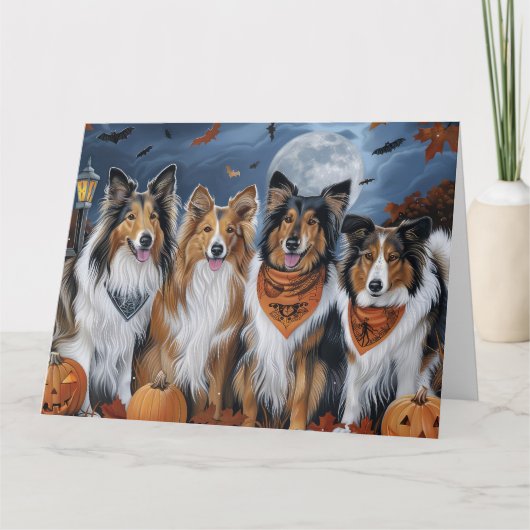Rough Collie Halloween Spooky Kaart (Voorkant)