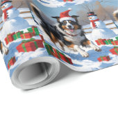 Rough Collie Hardlopen in Sneeuw Met Kerst Pet Cadeaupapier (Rol Hoek)