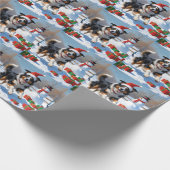 Rough Collie Hardlopen in Sneeuw Met Kerst Pet Cadeaupapier (Hoek)