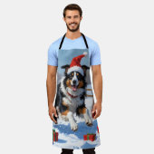 Rough Collie Hardlopen in Sneeuw Met Kerst Pet Schort (Gedragen)