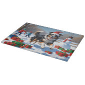 Rough Collie Hardlopen in Sneeuw Met Kerst Pet Snijplank (Hoek)